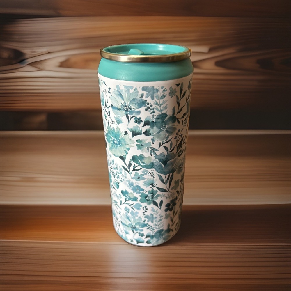 Pioneer Woman Fresh Floral Stainless Steel Cooler Tumbler Teal